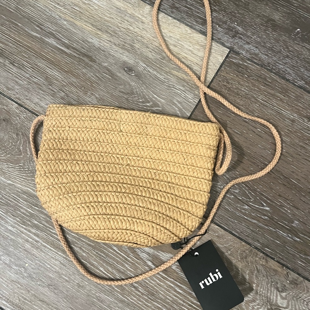 Tan Woven Crossbody Bag